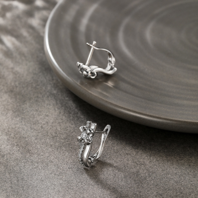 Elegant Zircon Flower Earrings
