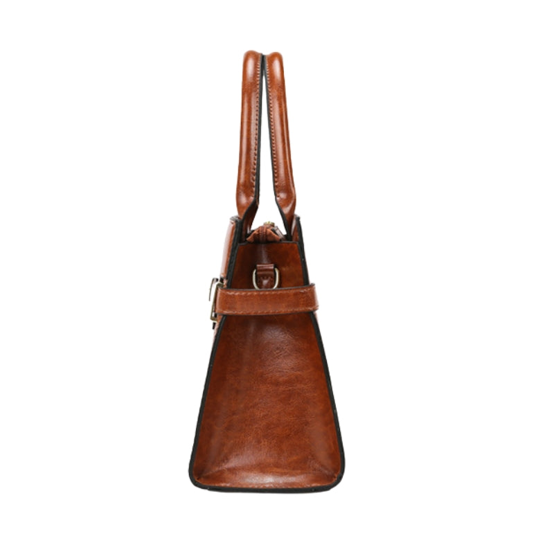 Vintage Structured Embossed Top Handle Handbag