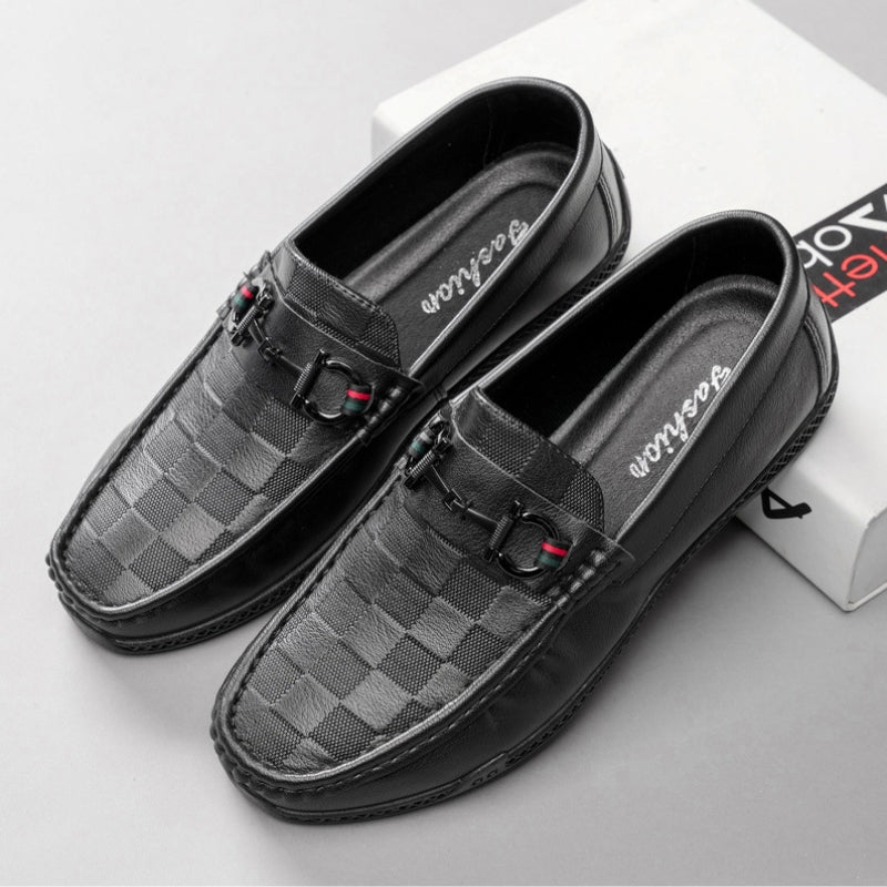 Men's Embossed Checkered Loafers