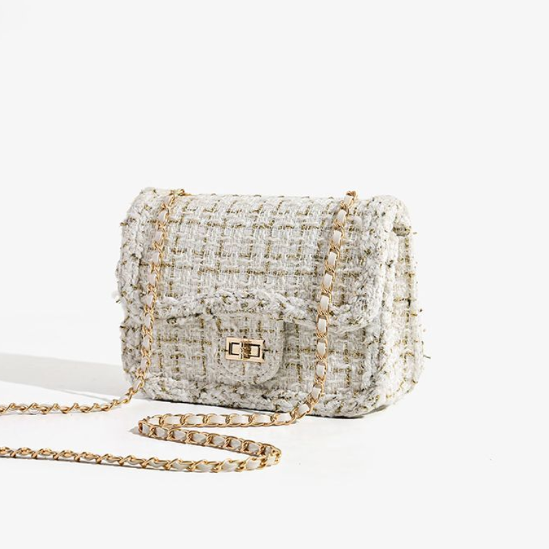 French Style Plaid Chain Crossbody Bag