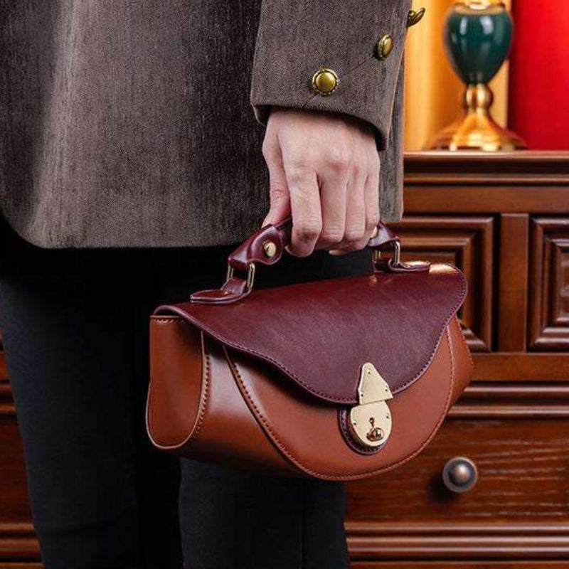 Women's Unique Artistic Curved Leather Handbag