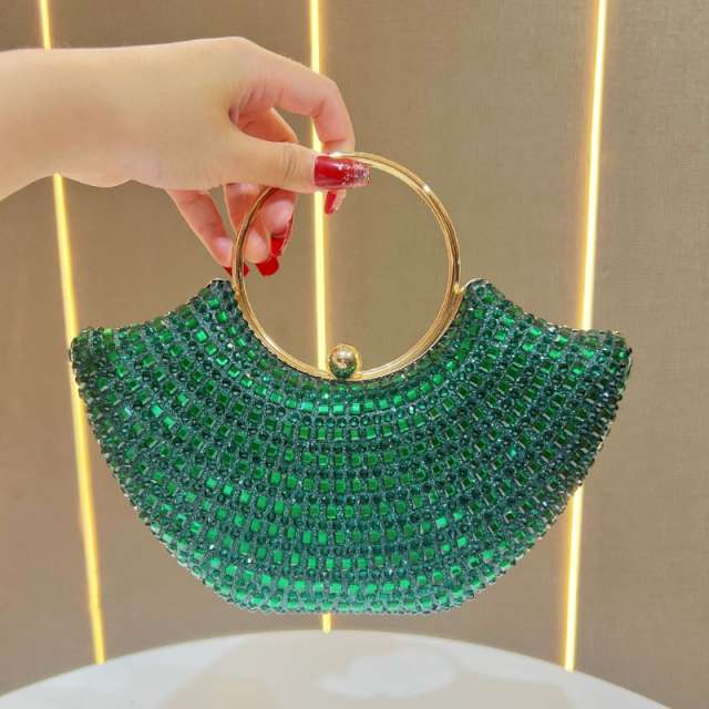 Crystal Encrusted Fan Shaped Clutch