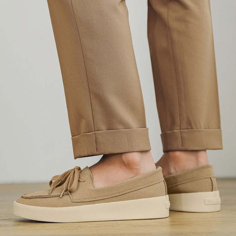 Men's Clean Low-Profile Lace-Up Moccasin Loafers