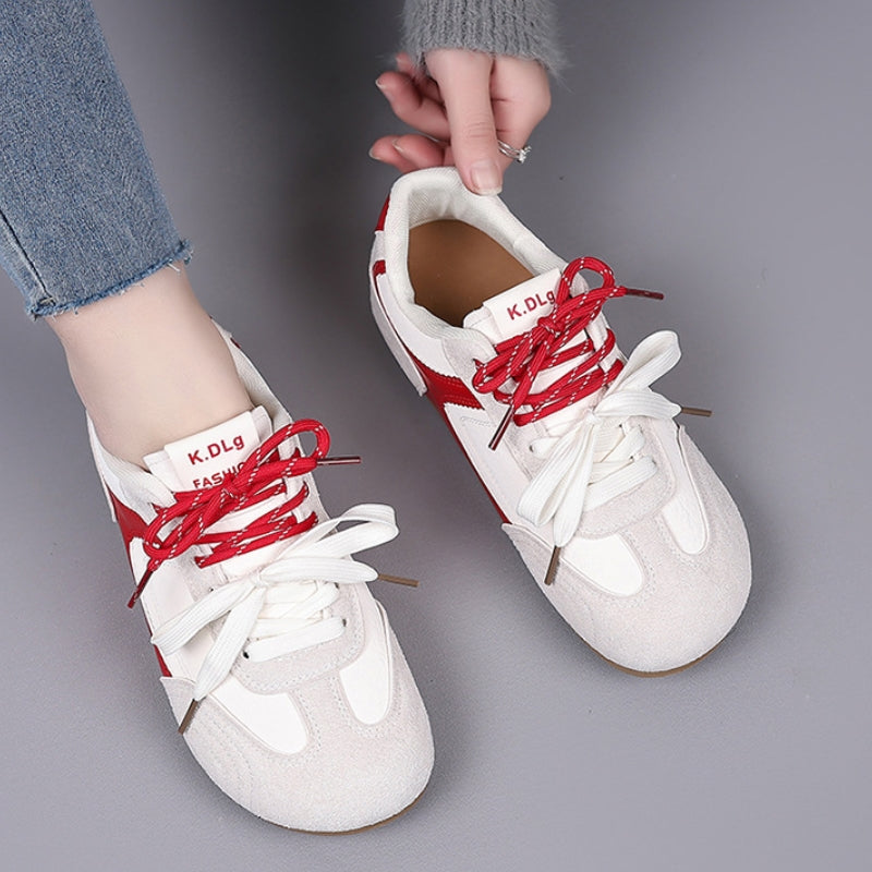 Women's Casual Textured Double Lace Fashion Sneakers