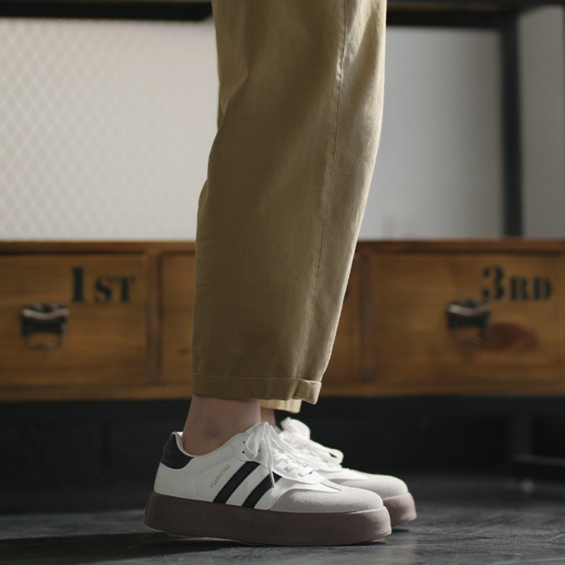 Women's Striped Side Suede Trim Sporty Sneakers