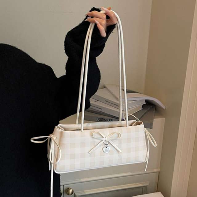 Structured Gingham Shoulder Bag