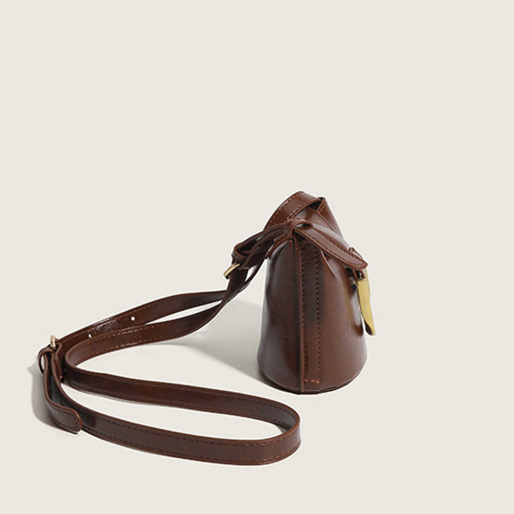 Sleek Metal Buckle Mini Bucket Bag