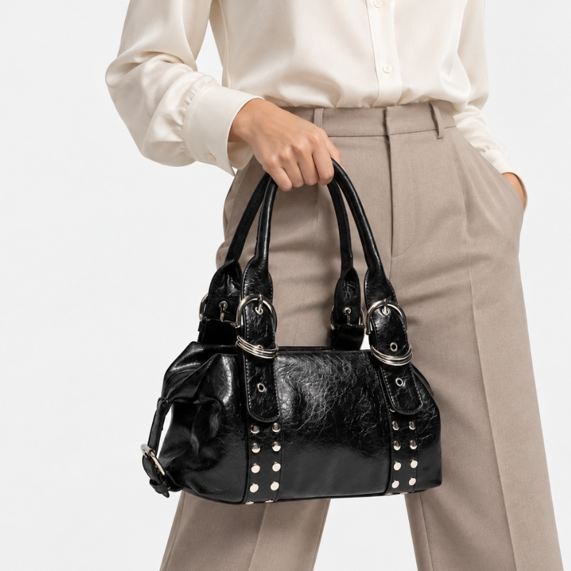 Studded Leather Shoulder Bag