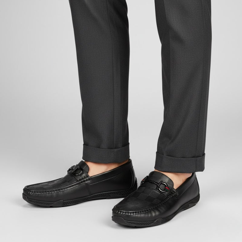 Men's Embossed Checkered Loafers
