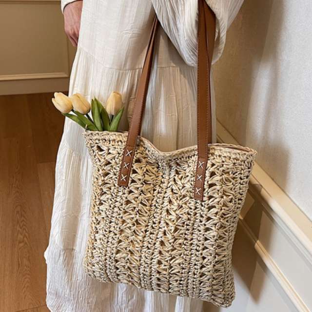 Handwoven Bohemian Straw Tote Bag