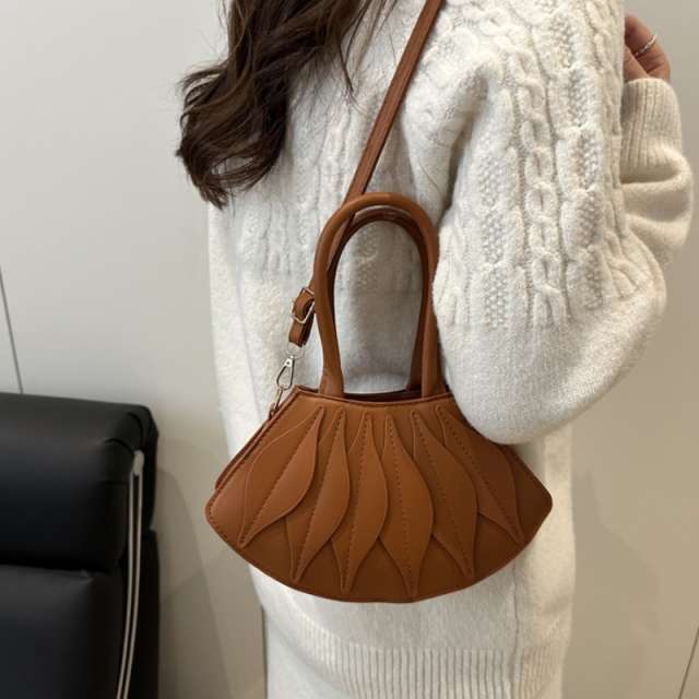 Chic Petal Textured Handbag with Crossbody Strap