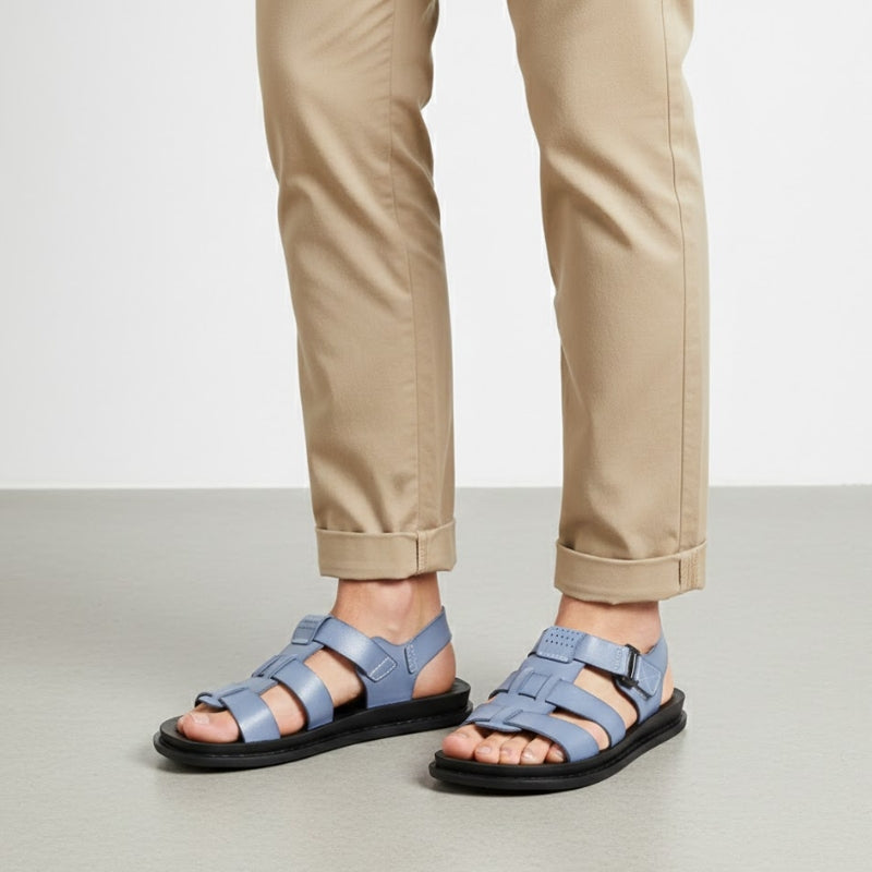 Men's Ergonomic T-Strap Hook and Loop Sandals