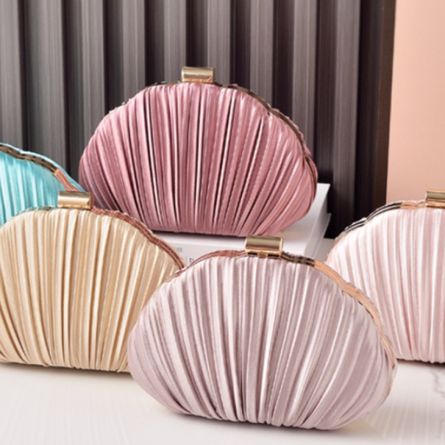 Delicate Pleat Half Moon Clutch Bag