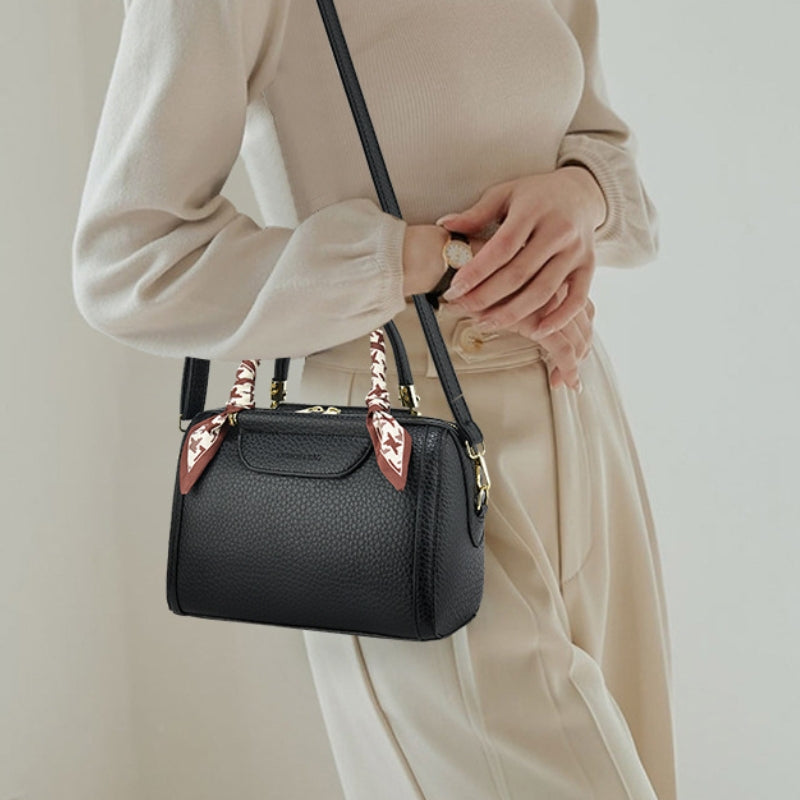 Women's Premium Chic Pebbled Leather Boston Handbag