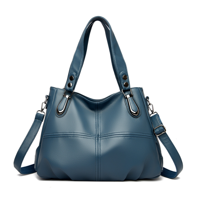 Spacious shoulder bag in warm autumn-inspired earthy colors

