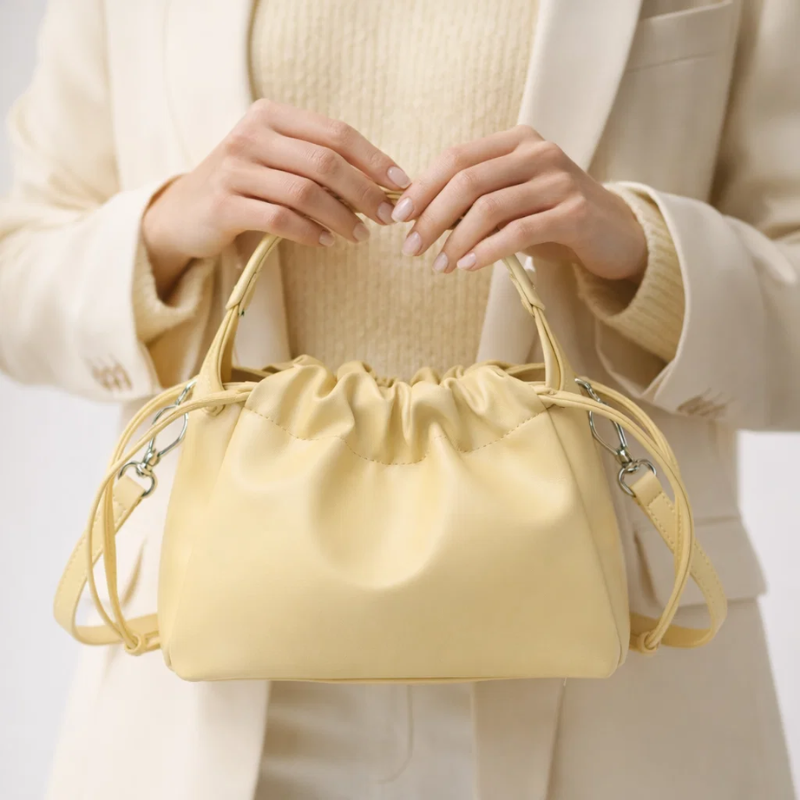 Soft Leather Cloud Pleated Handbag