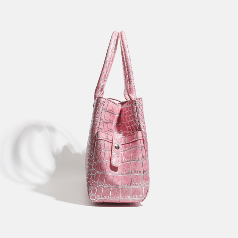 Roselle Studded Croc-Texture Handbag