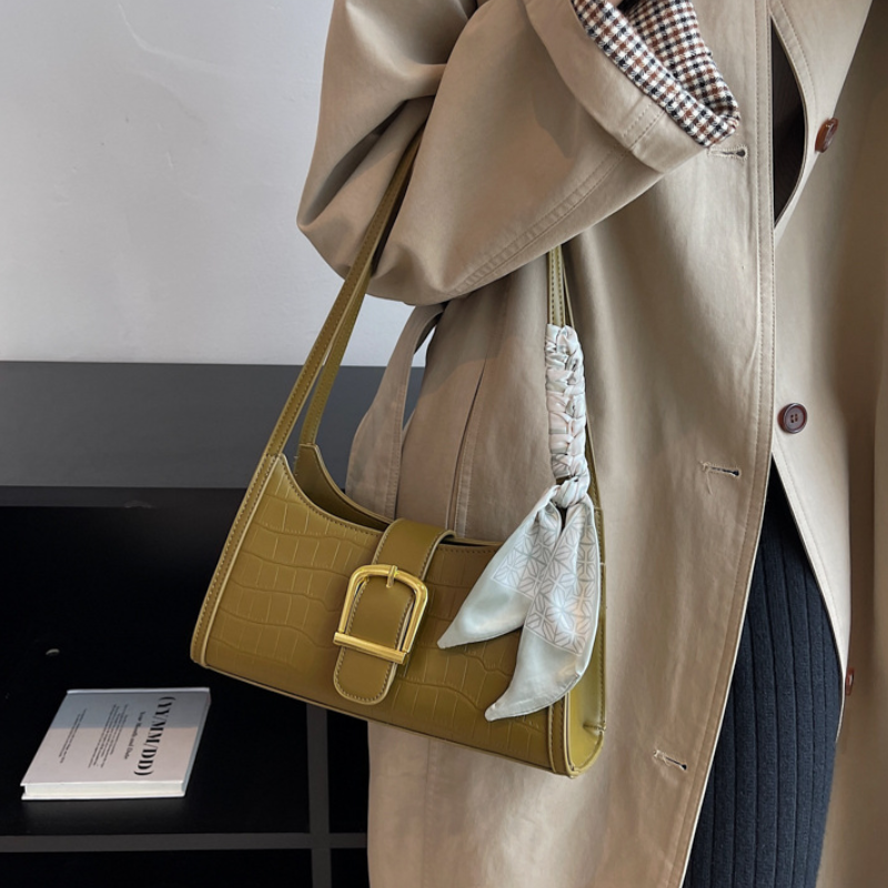 Vintage Buckle Baguette Shoulder Bag