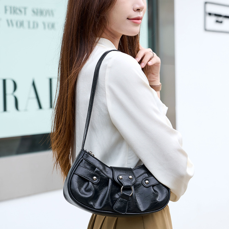 Women's Curved Baguette Shoulder Bag