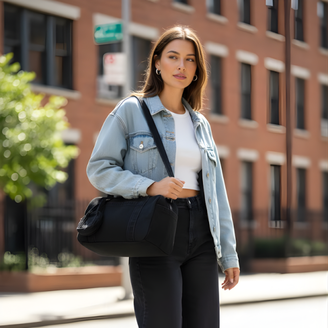 Retro Jean Barrel Shoulder Bag