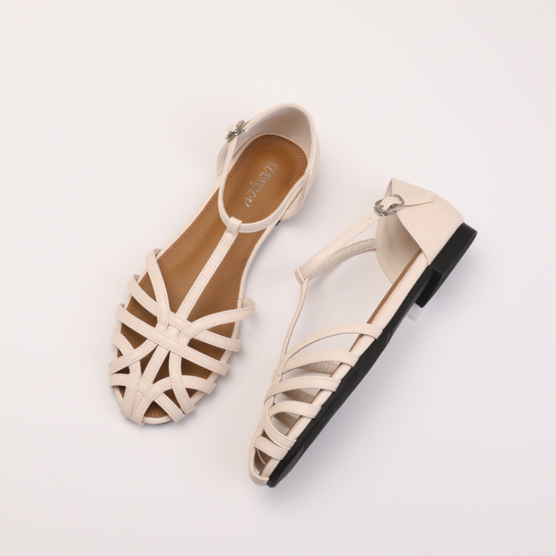 Woven Openwork Flat Sandals