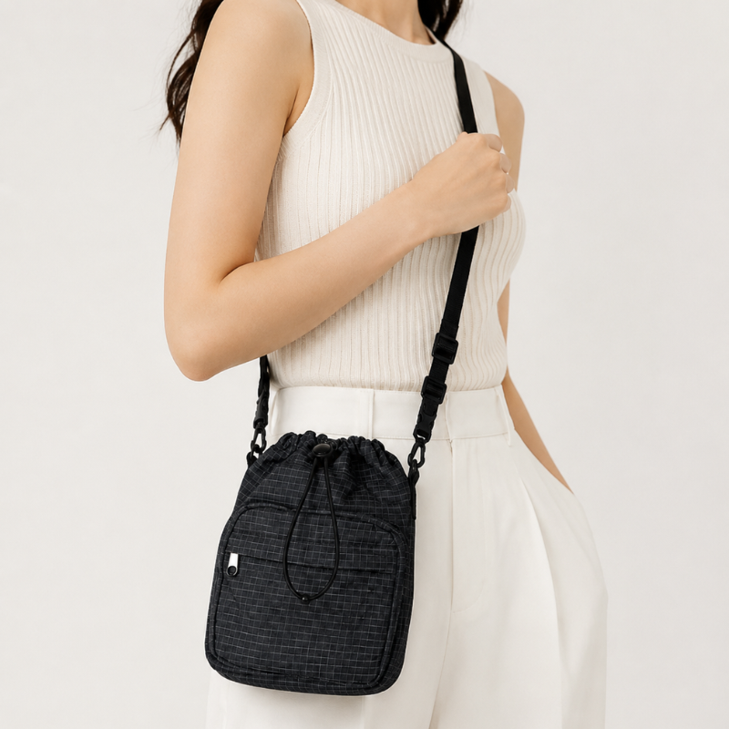 Urban Grid Nylon Crossbody Bag