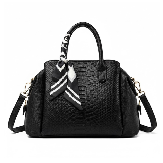 Elegant Crocodile Pattern Large Capacity Leather Handbag