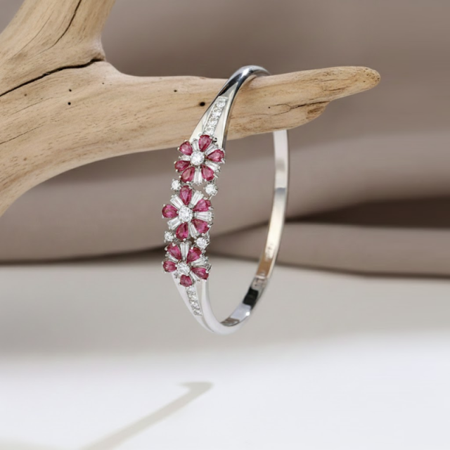 Dual-Tone Gemstone Alloy Bracelet