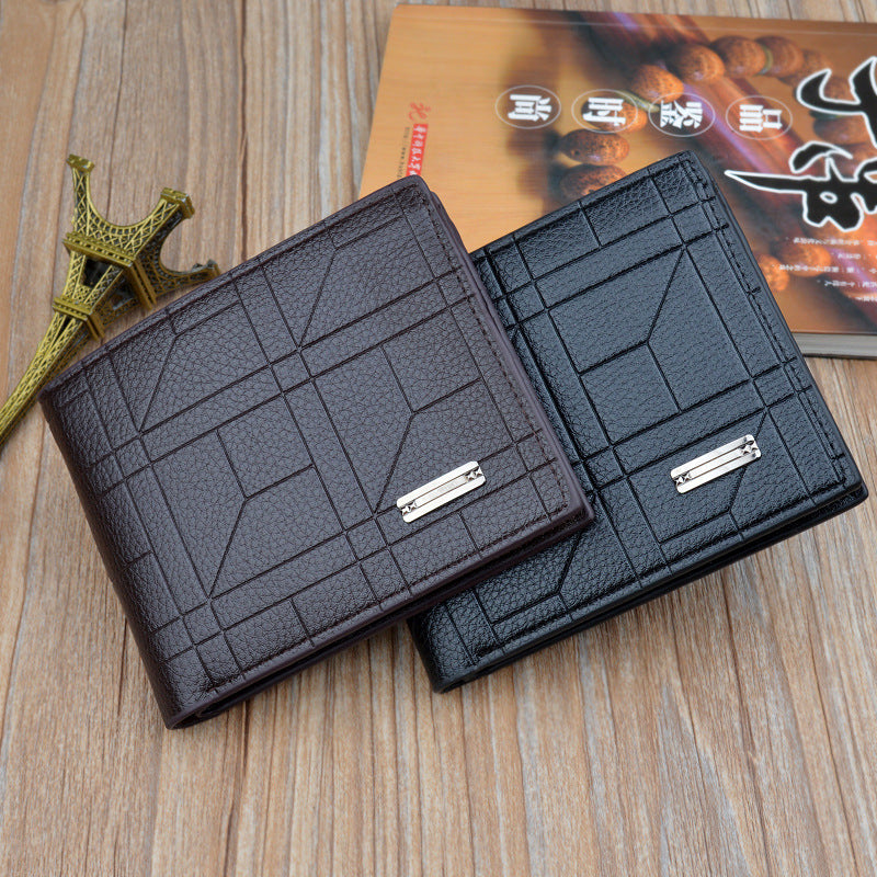 Large Capacity Men's Fashion Plaid  Wallet