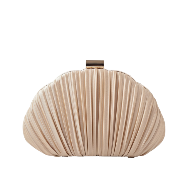 Delicate Pleat Half Moon Clutch Bag