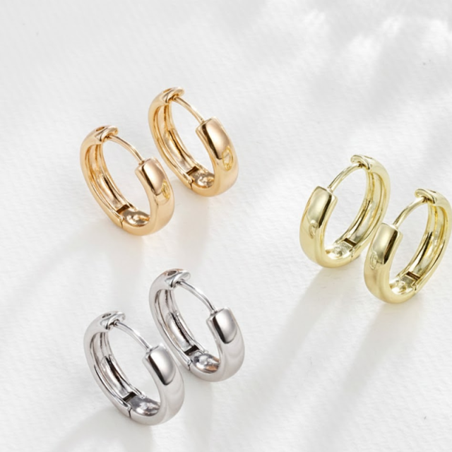 Smooth Plain Copper Alloy Hoop Earrings