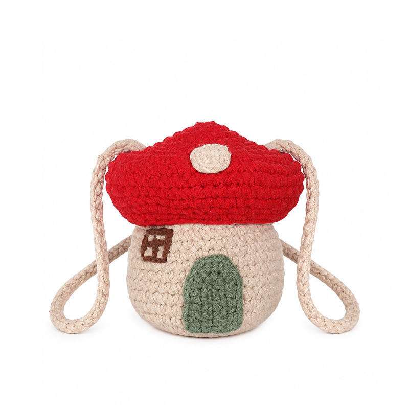 Mushroom Mini Crochet Crossbody Bag