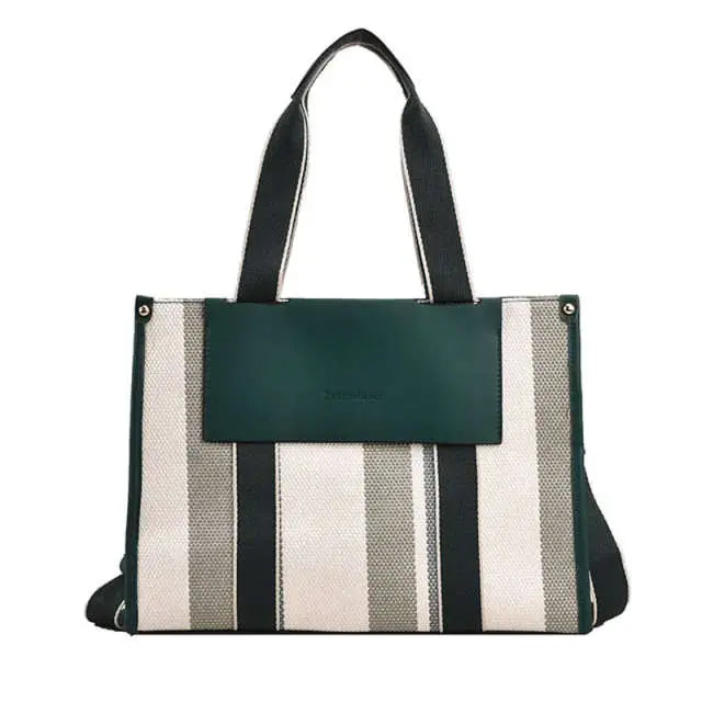 Striped Contrasting Tote Bag