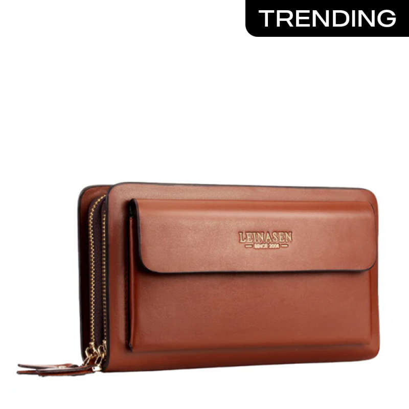 Soft Leather Long Zipper Business Wallet