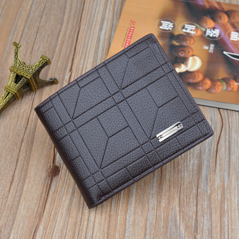 Large Capacity Men's Fashion Plaid  Wallet