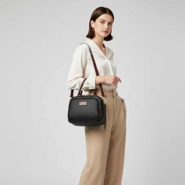 Elegant Multi Zip Premium Textured Handbag