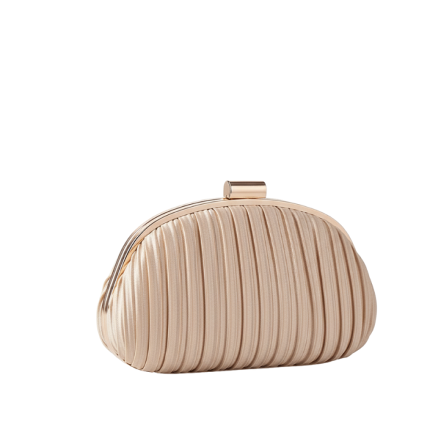 Delicate Pleat Half Moon Clutch Bag