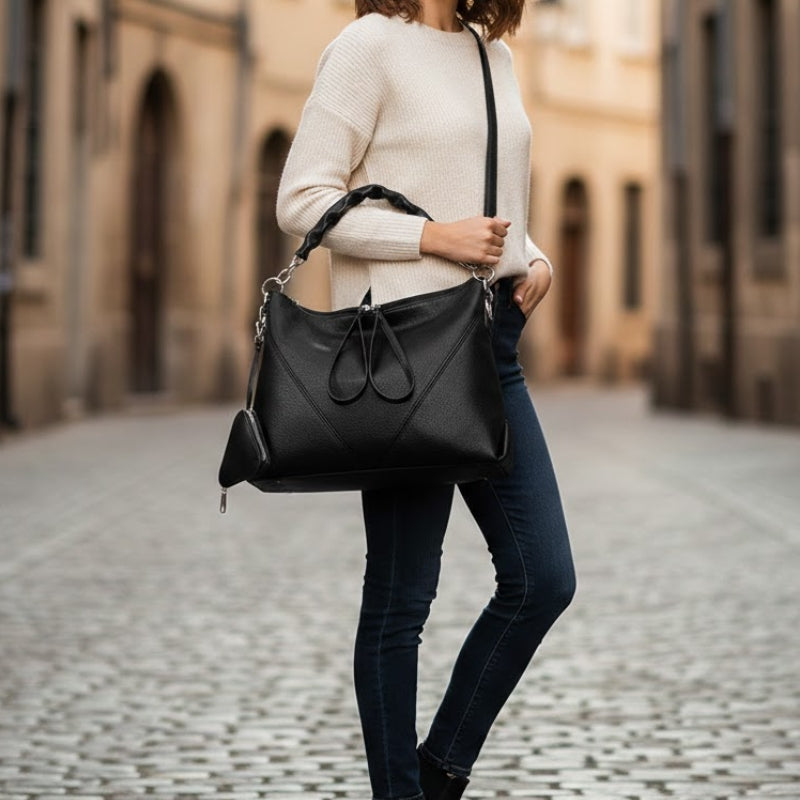 Women's Chic Pebbled Leather Slouchy Handbag