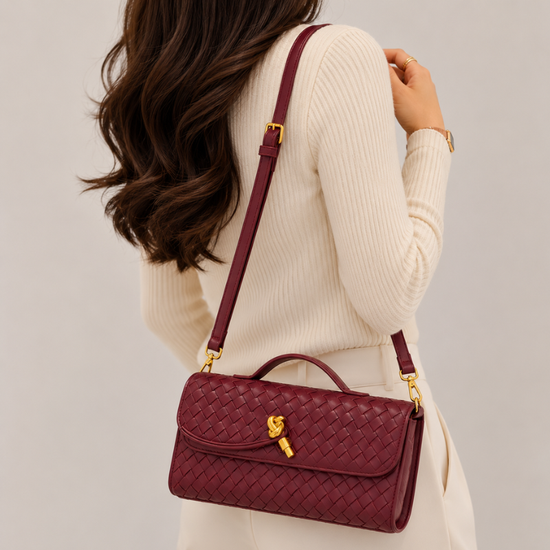 Luxe Weave Baguette Handbag