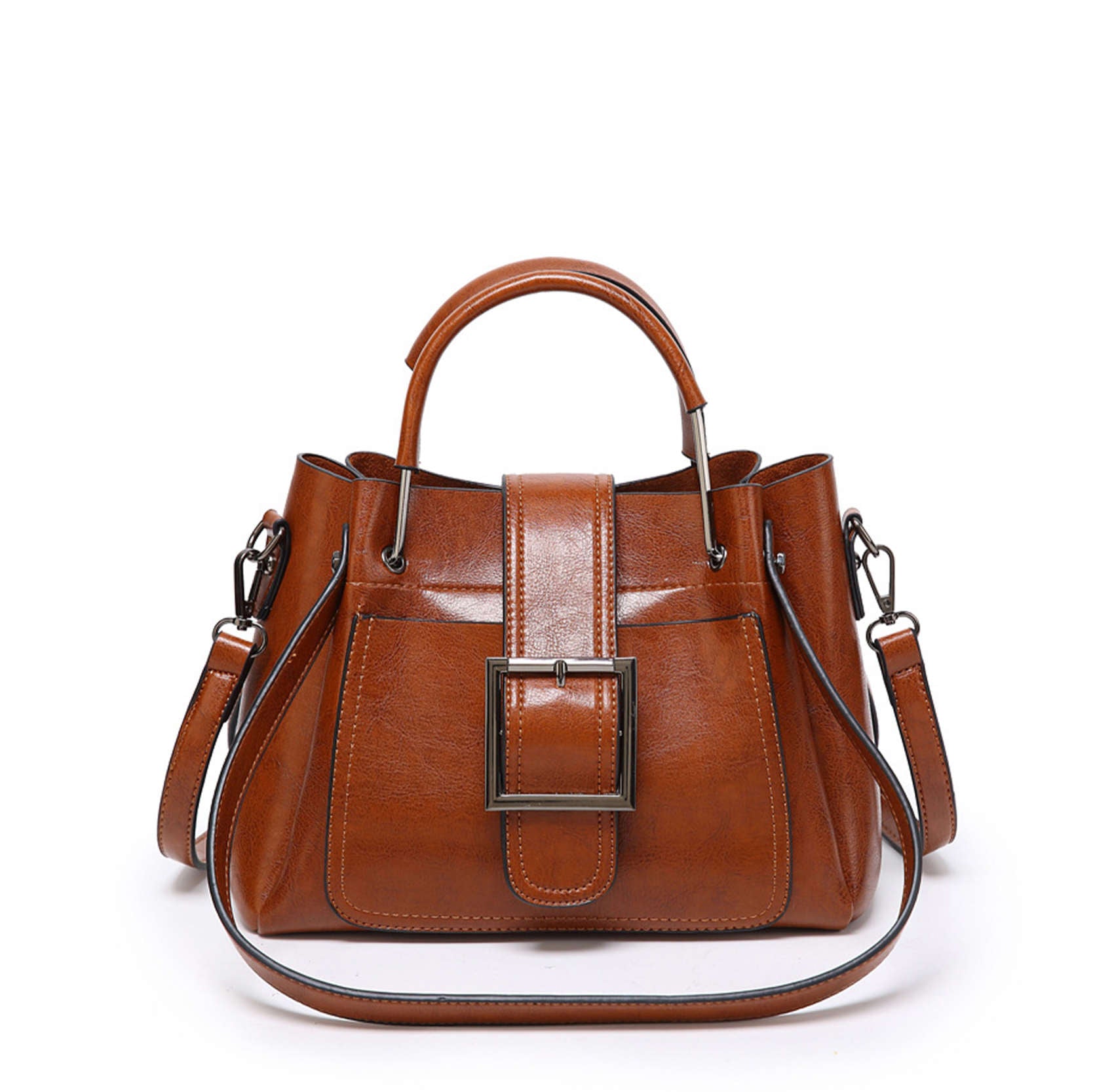 Retro Glam Leather Tote Bag