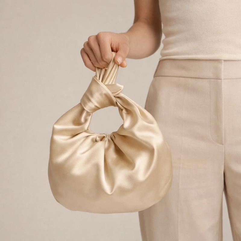 Veloura Pleated Satin Cloud Handbag
