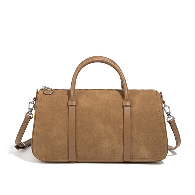 Noir Boston Suede Carryall Handbag