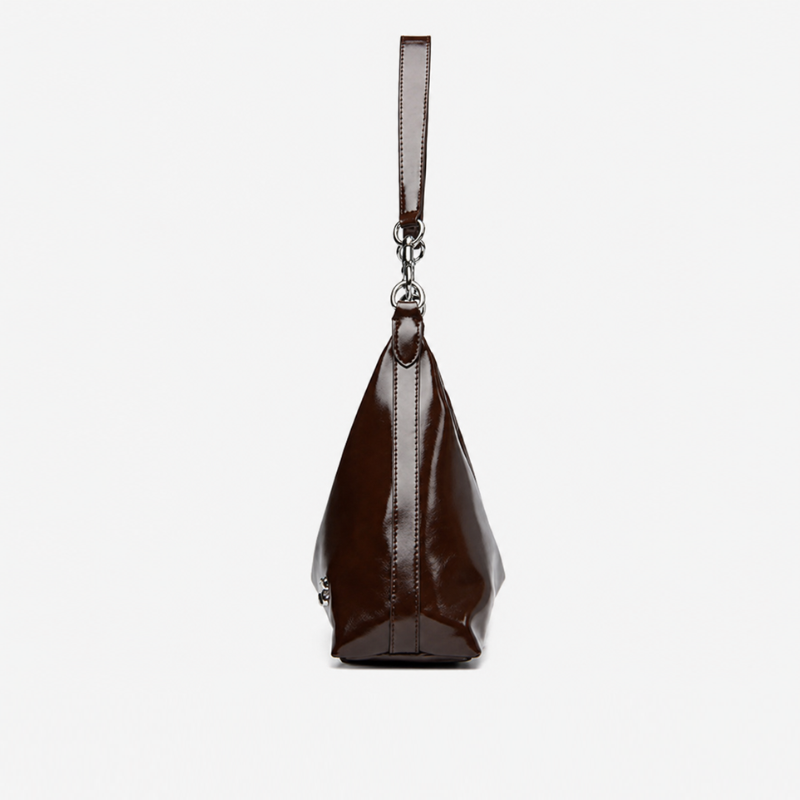 Noir Crescent Gloss Shoulder Bag