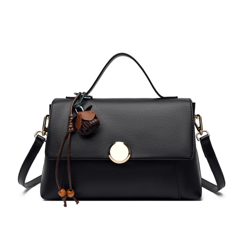 Noir Waxed Leather Square Handbag