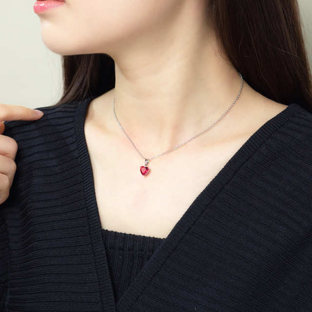 Colorful Gemstone Heart Clavicle Necklace