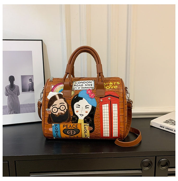 Embroidered Character Handbag
