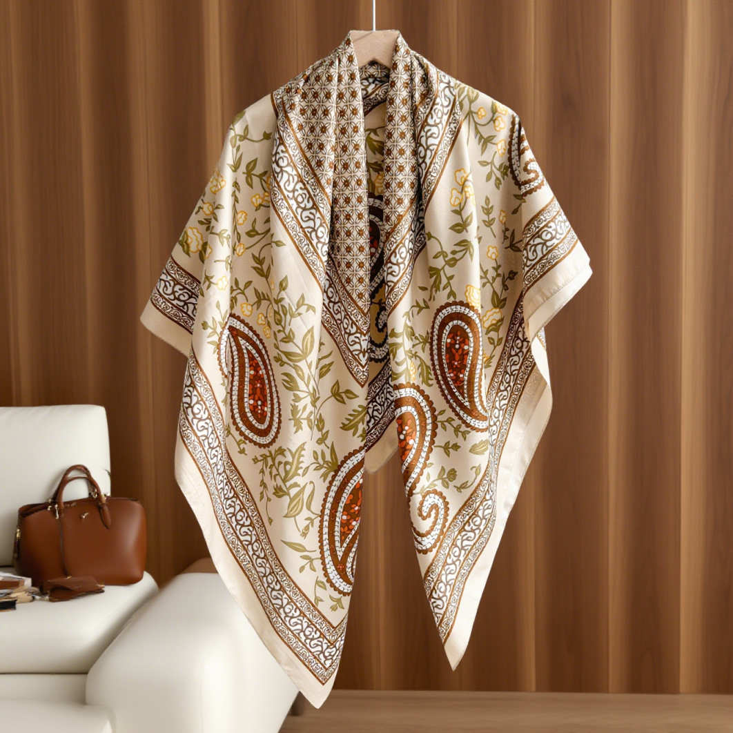New Women's Thin Cotton And Linen Large Square Scarf