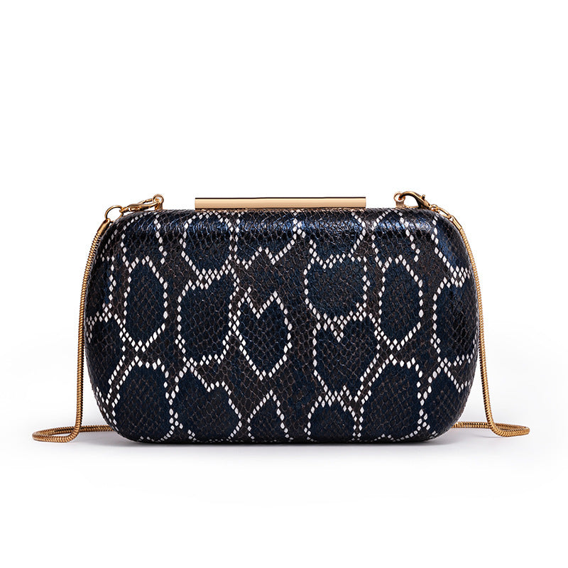 Snake Pattern Chain Clutch Bag