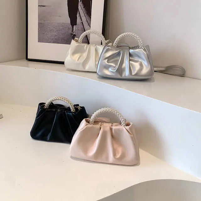 Pearl Cloud Pleated Crossbody Bag