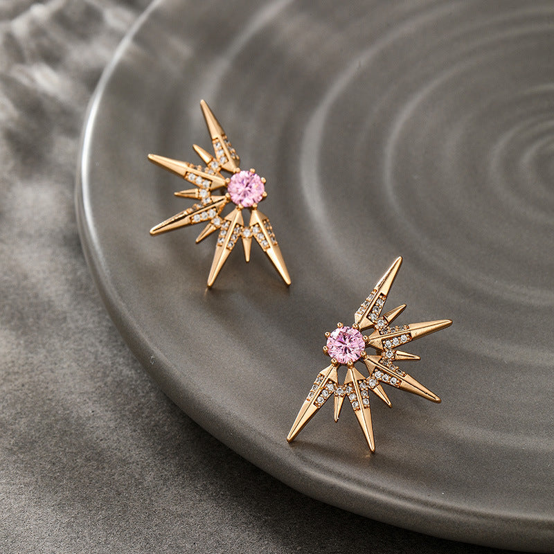 High-End Radial Design Light Luxury Earrings